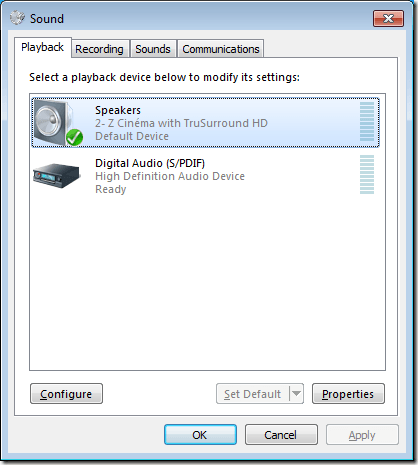Configure Surround Sound Device in Windows 7