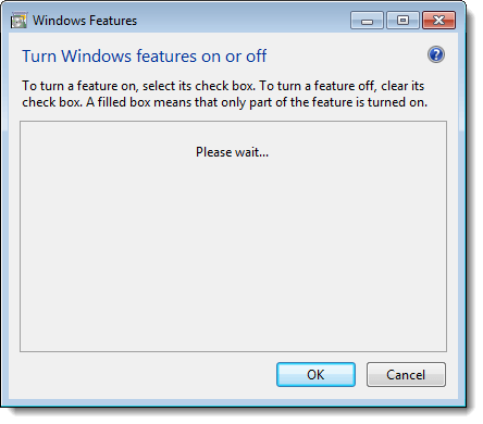 Oczekiwanie na listę funkcji systemu Windows w systemie Windows 7