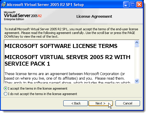 MS Virtual Server license agreement