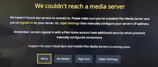 plex no server found