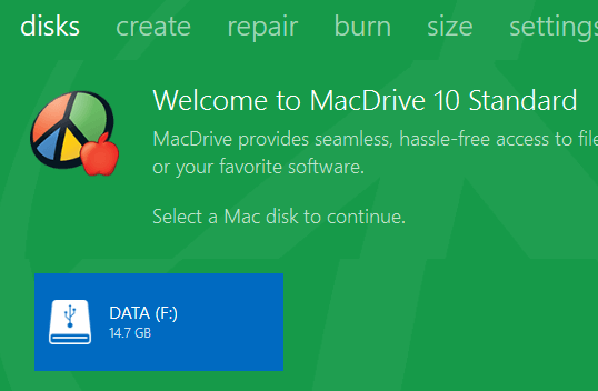 select mac disk
