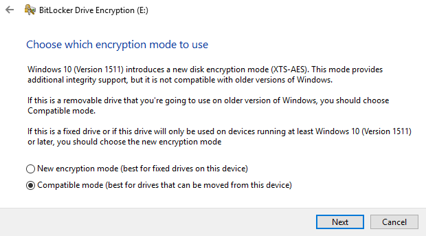 encryption mode