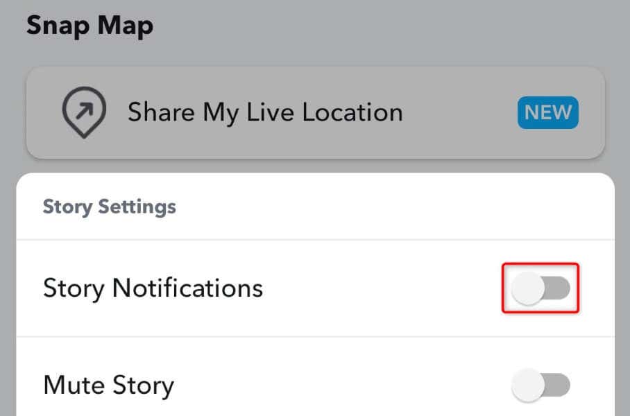 Jak wyłączyć powiadomienia o historii dla określonego użytkownika na obrazie Snapchata