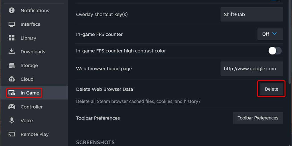 Usuń obraz danych przeglądarki internetowej Steam