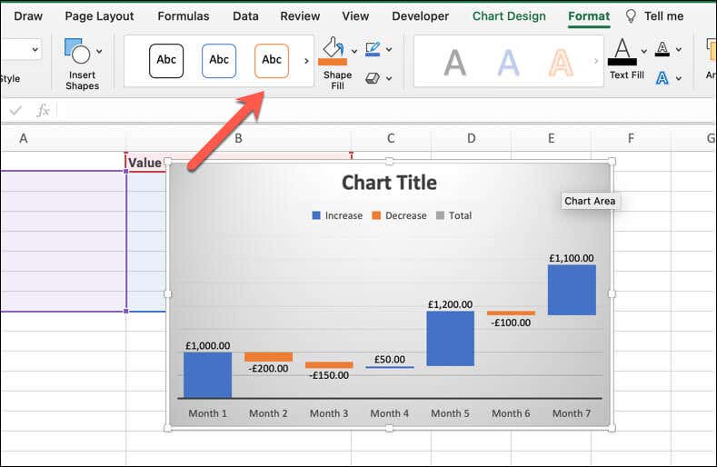 Jak utworzyć wykres kaskadowy w obrazie programu Microsoft Excel 3