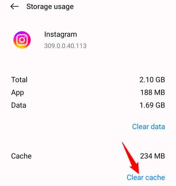 Wyczyść pamięć podręczną aplikacji Instagram na obrazie Androida
