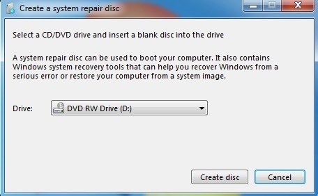 repair disc windows 7