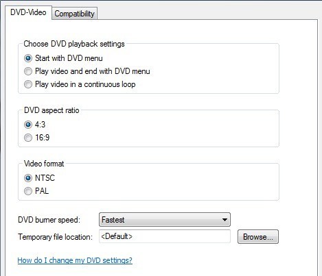 dvd maker options