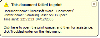 dokument nie został wydrukowany