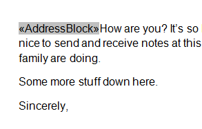 Address Block Inserted