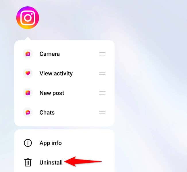 Usuń i ponownie zainstaluj Instagram na obrazie swojego telefonu